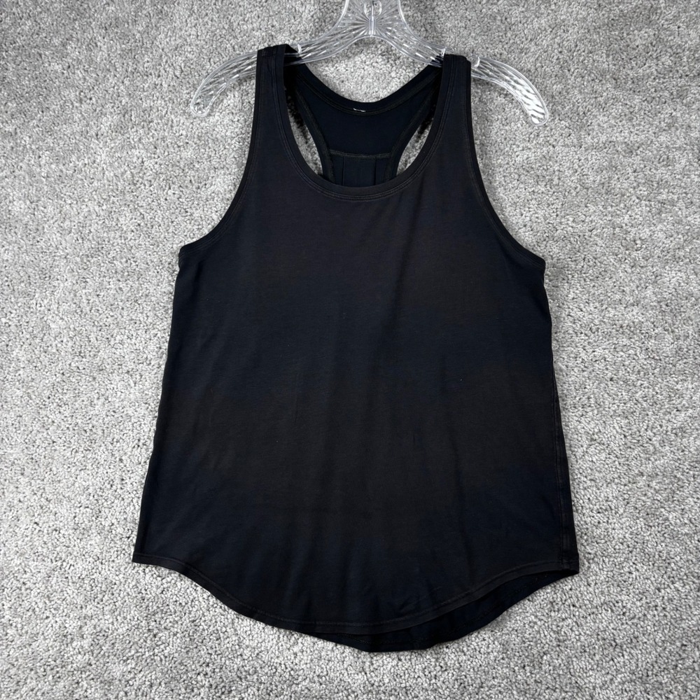Lululemon Womens Black Racerback Activewear Tank Top Curved Hem Size 6-8 Approx
